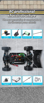 XDKJ-001 95KM/H 4WD RC Cars 3S Racing Car 1/14 Brushless High Speed Competitive Drift Remote Control Toys RC Cars Toys