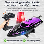 HJ812 2.4G 4CH RC Boat Waterproof 25km/H High Speed Electric Racing Speedboat with LED Light Outdoor Lakes Pools Toys for Kids