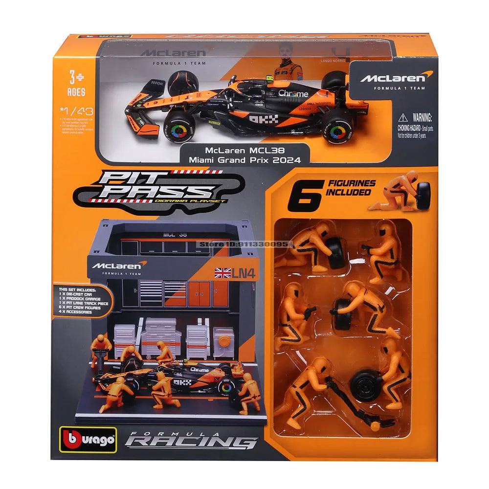 Bburago 1:43 F1 Red Bull Racing RB20 2024 #1 Verstappen #11 Perez DIY Pit House Alloy Car Die Cast Model Toy Collectible SF24