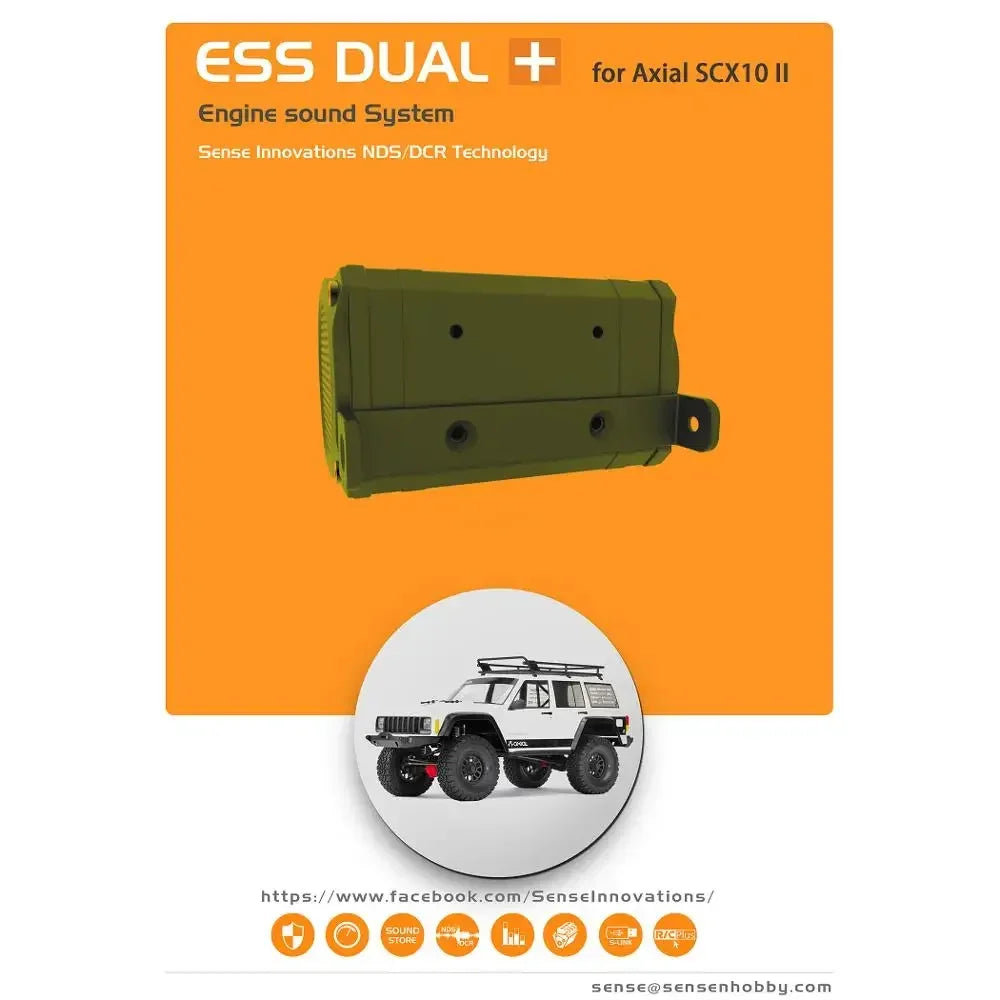 SENSE RC Car Engine Sound Simulator ESS-ONE ESS-DUAL Plus Engine Sound Simulated Module Set for Axial SCX10 SCX10II, RC Cars