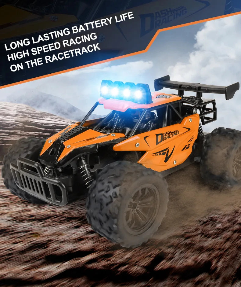 Latitude-25 4WD Remote Control Car 1:16 Scale - High Speed RC Drift Car with LED Lights, 2.4GHz All Terrain Off-Road Rock Crawler, Electric Toy Vehicle Gift for Boys and Kids