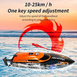 HJ812 2.4G 4CH RC Boat Waterproof 25km/H High Speed Electric Racing Speedboat with LED Light Outdoor Lakes Pools Toys for Kids