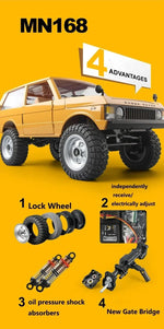 Mangniu MN168 1/12 rc car 280 Motor 4WD Electric RC Off-Road Rock Climbing Truck with Metal Chassis 2.4G  Toy Gift for Boy Adult