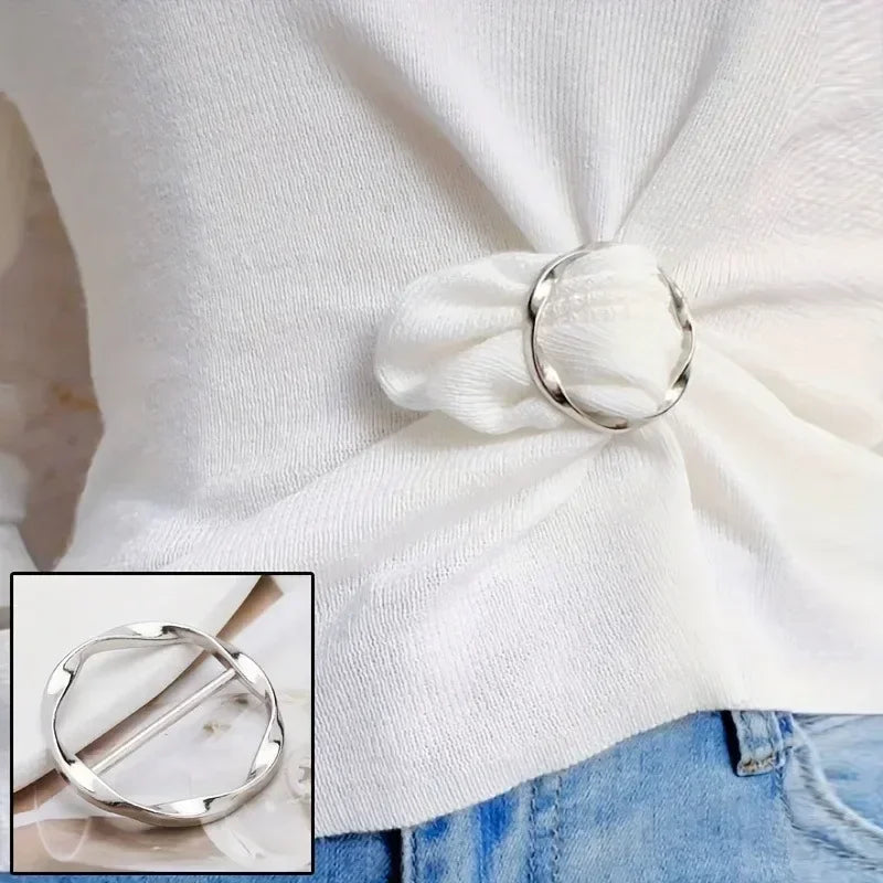 Premium Fashion Clothing Ring Clips 5pcs| Adjustable Metal Buckles for T-Shirts, Shawls, Scarves, Dresses & Waist Styling