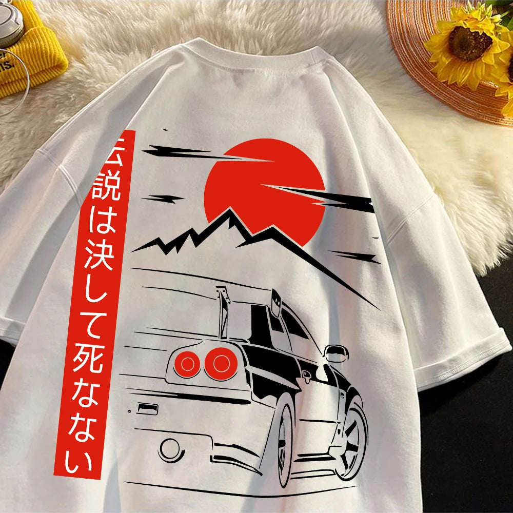 JDM Racing Graphic Tee — Oversized 100% Cotton Unisex T-Shirt