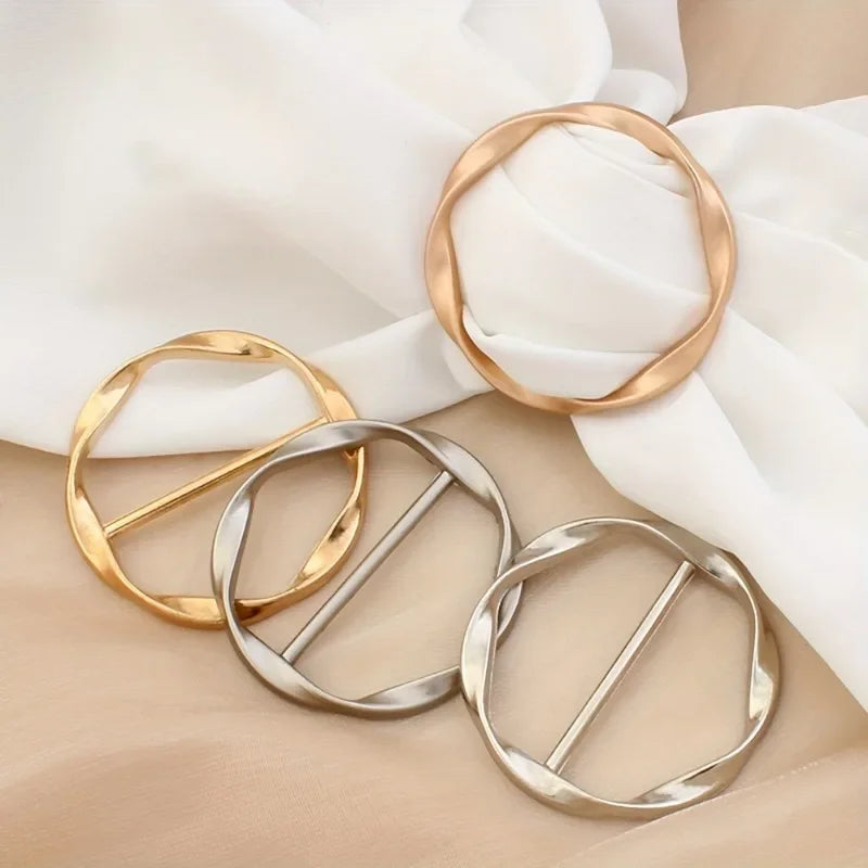 Premium Fashion Clothing Ring Clips 5pcs| Adjustable Metal Buckles for T-Shirts, Shawls, Scarves, Dresses & Waist Styling