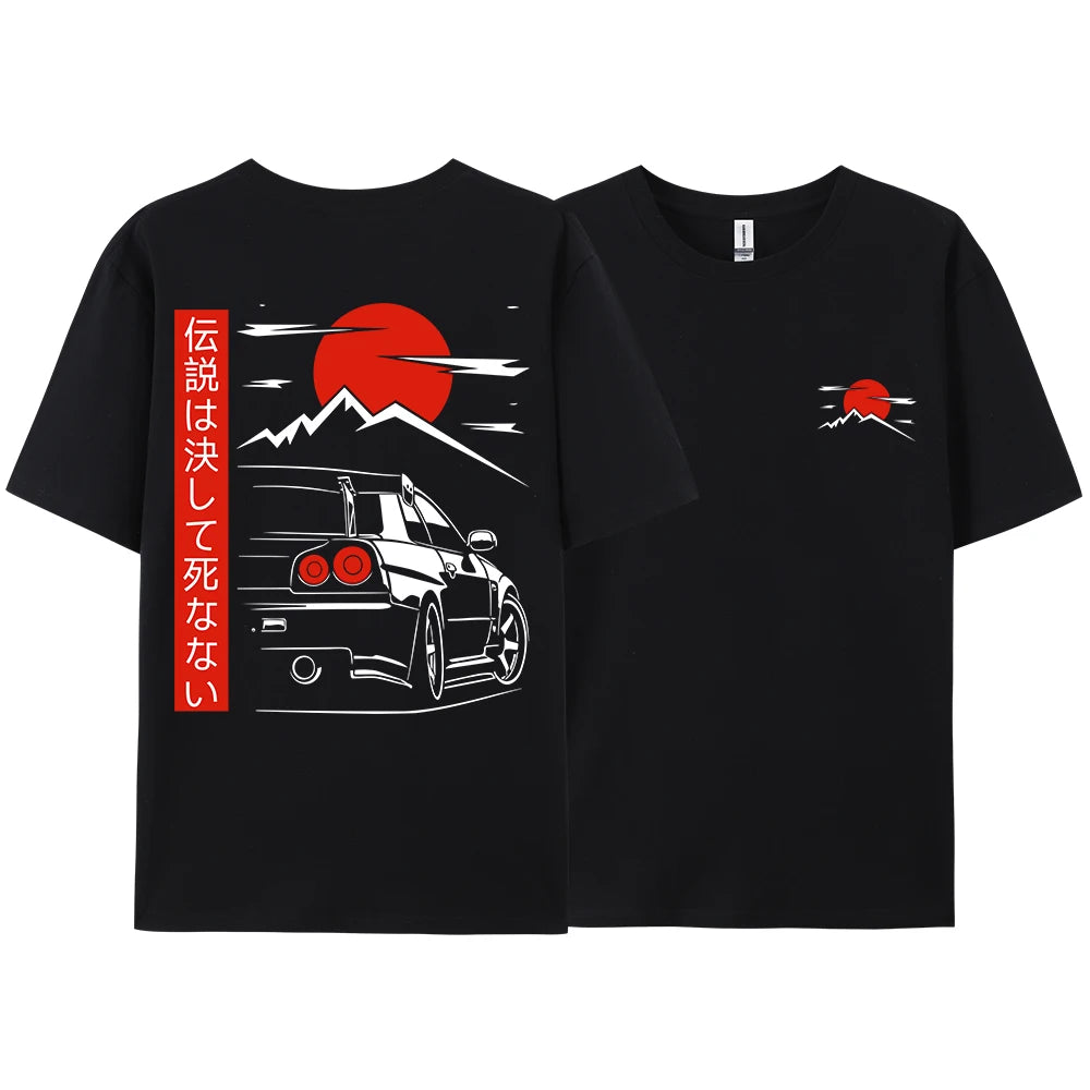 JDM Racing Graphic Tee — Oversized 100% Cotton Unisex T-Shirt