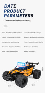 Latitude-25 4WD Remote Control Car 1:16 Scale - High Speed RC Drift Car with LED Lights, 2.4GHz All Terrain Off-Road Rock Crawler, Electric Toy Vehicle Gift for Boys and Kids