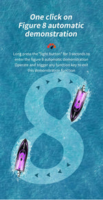 HJ812 2.4G 4CH RC Boat Waterproof 25km/H High Speed Electric Racing Speedboat with LED Light Outdoor Lakes Pools Toys for Kids
