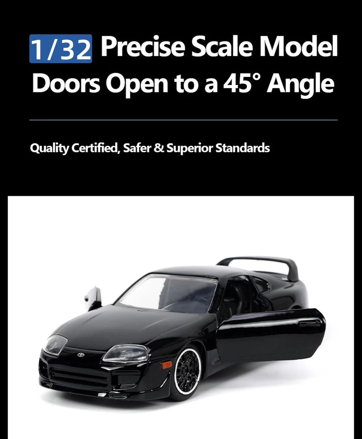 JADA 1:32 DieCast Model Car Fast & Furious 1995 Toyota Supra Detailed Interior Rubber Tires JD33381