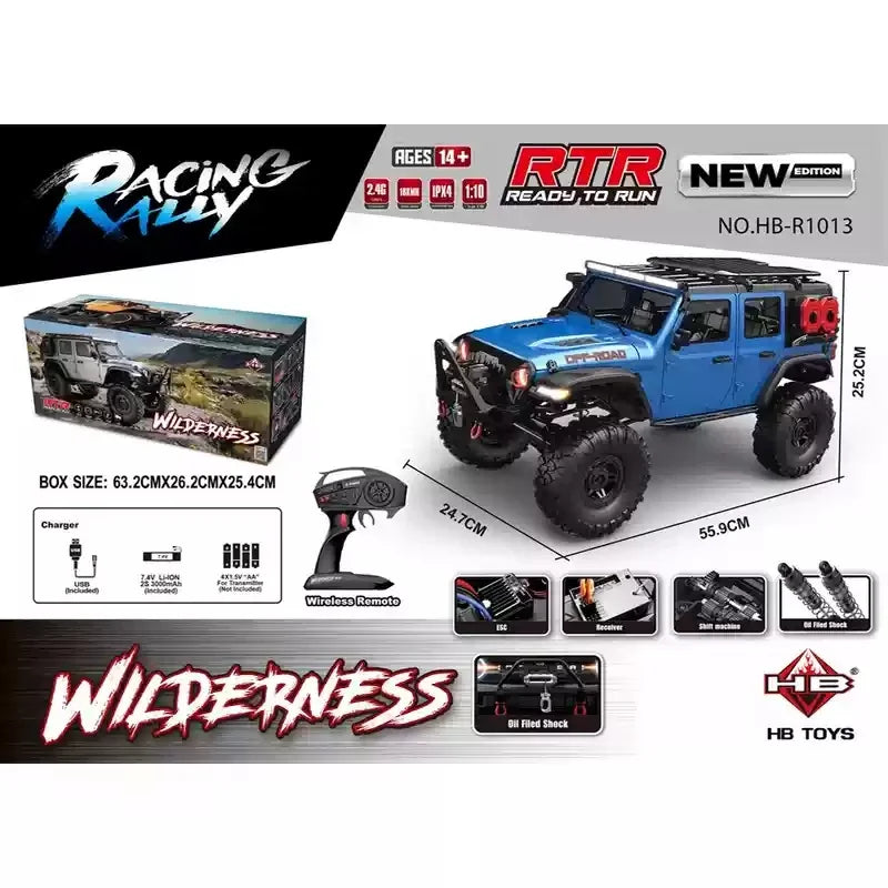 1/10 RC Car HB RTR R1011 Remote Control Vehicle 2.4G Full Proportional Rock Crawler LED Light 4WD Off-Road Climbing Truck Toys