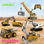 Rc Excavator Bulldozer Truck Toys for Boy 2.4G Remote Control Dumper Engineering Vehicle Tractor Crawler Birthday Gift Child