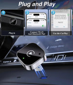 Apple CarPlay & Android Auto Wireless Dongle, Fast Auto-Connect, Compact Plug & Play for iPhone/Android, USB/USB-C, No Delay