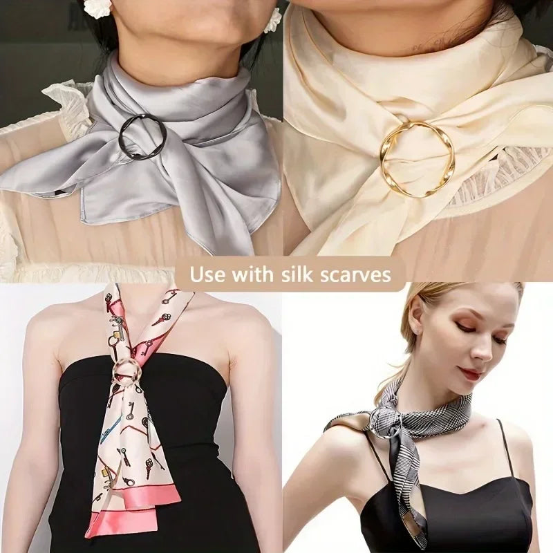 Premium Fashion Clothing Ring Clips 5pcs| Adjustable Metal Buckles for T-Shirts, Shawls, Scarves, Dresses & Waist Styling