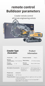 Rc Excavator Bulldozer Truck Toys for Boy 2.4G Remote Control Dumper Engineering Vehicle Tractor Crawler Birthday Gift Child