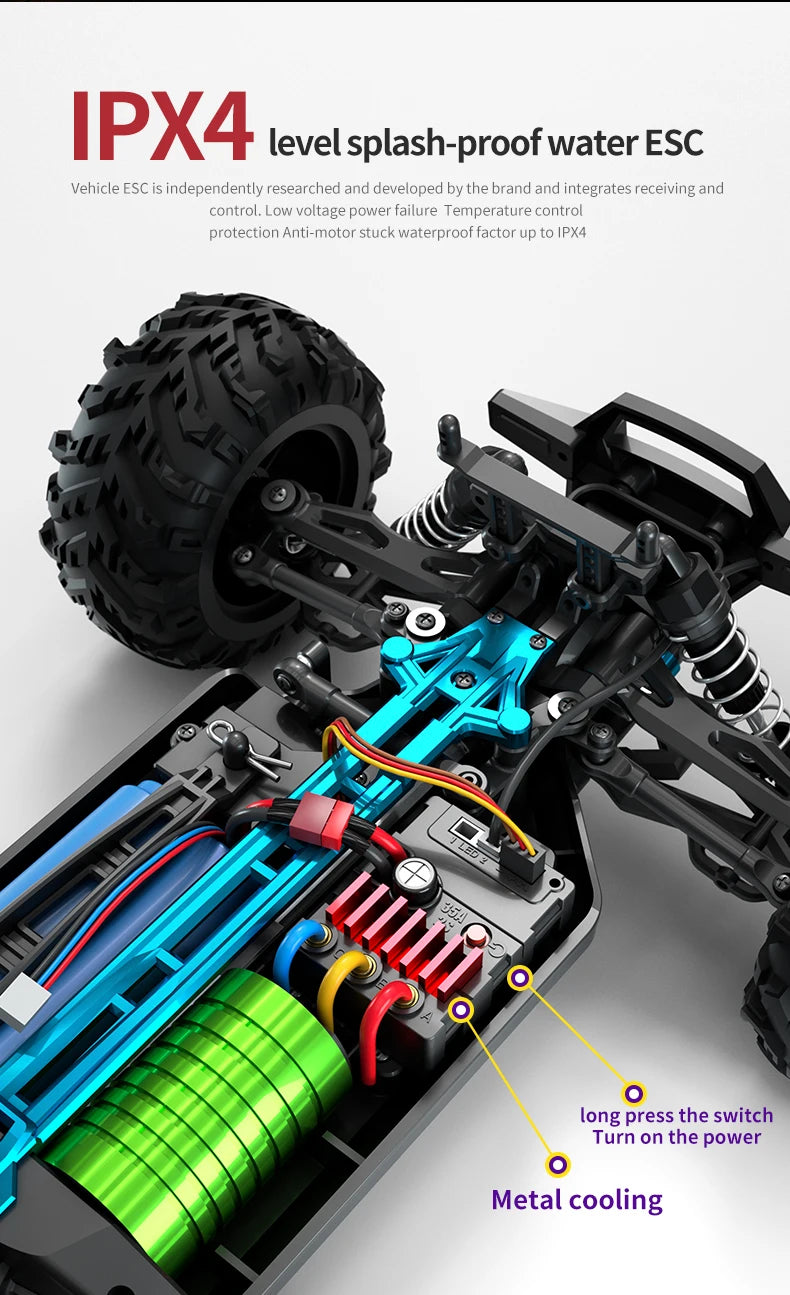 16102PRO Brushless 4WD RC Cars For Adults，1:16 Fast RC Cars With 70KM/H High-Speed Remote Control Car, All Terrain Off-Road Truc