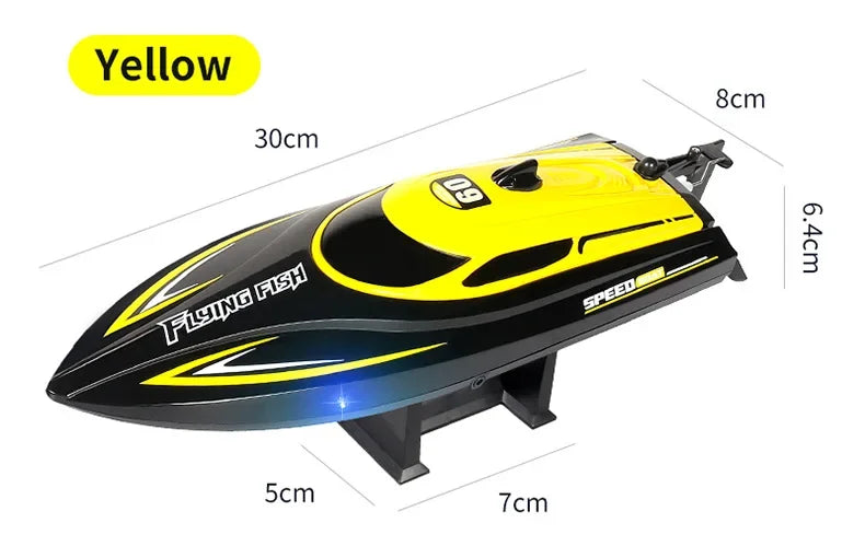 HJ812 2.4G 4CH RC Boat Waterproof 25km/H High Speed Electric Racing Speedboat with LED Light Outdoor Lakes Pools Toys for Kids