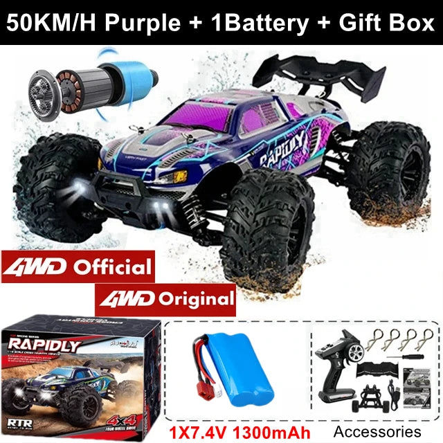 Super Brushless 80KM or 50KM/H 4WD RC Car With LED Remote Control Cars High Speed Drift Racing 4x4 Off Road Truck Kid Adult Toy