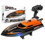 HJ812 2.4G 4CH RC Boat Waterproof 25km/H High Speed Electric Racing Speedboat with LED Light Outdoor Lakes Pools Toys for Kids