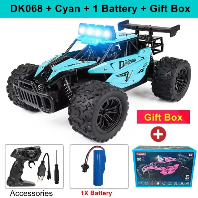 Latitude-25 4WD Remote Control Car 1:16 Scale - High Speed RC Drift Car with LED Lights, 2.4GHz All Terrain Off-Road Rock Crawler, Electric Toy Vehicle Gift for Boys and Kids