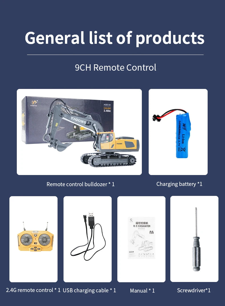 Rc Excavator Bulldozer Truck Toys for Boy 2.4G Remote Control Dumper Engineering Vehicle Tractor Crawler Birthday Gift Child