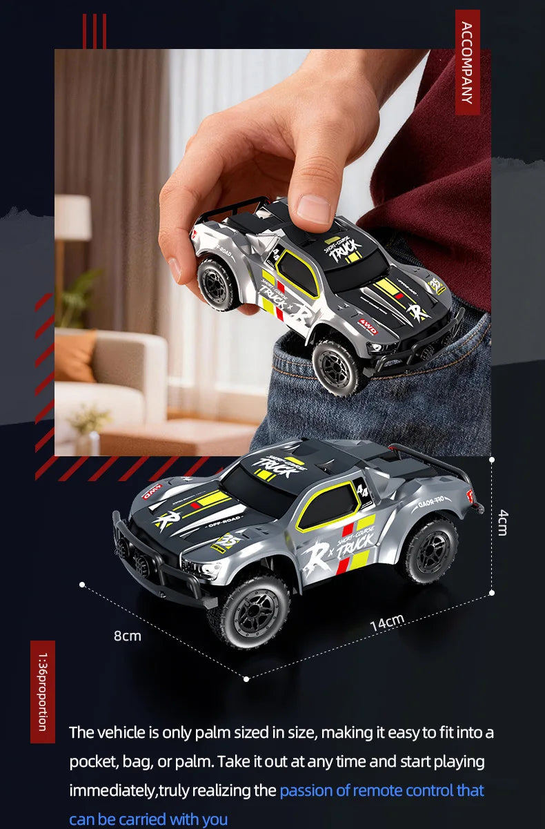 HBToys 1:36 DK3601-3 Rc Car Mini 4WD High Speed Short Truck High Speed Off Road Truck Competitive Racing Toy For Boys Gifts New