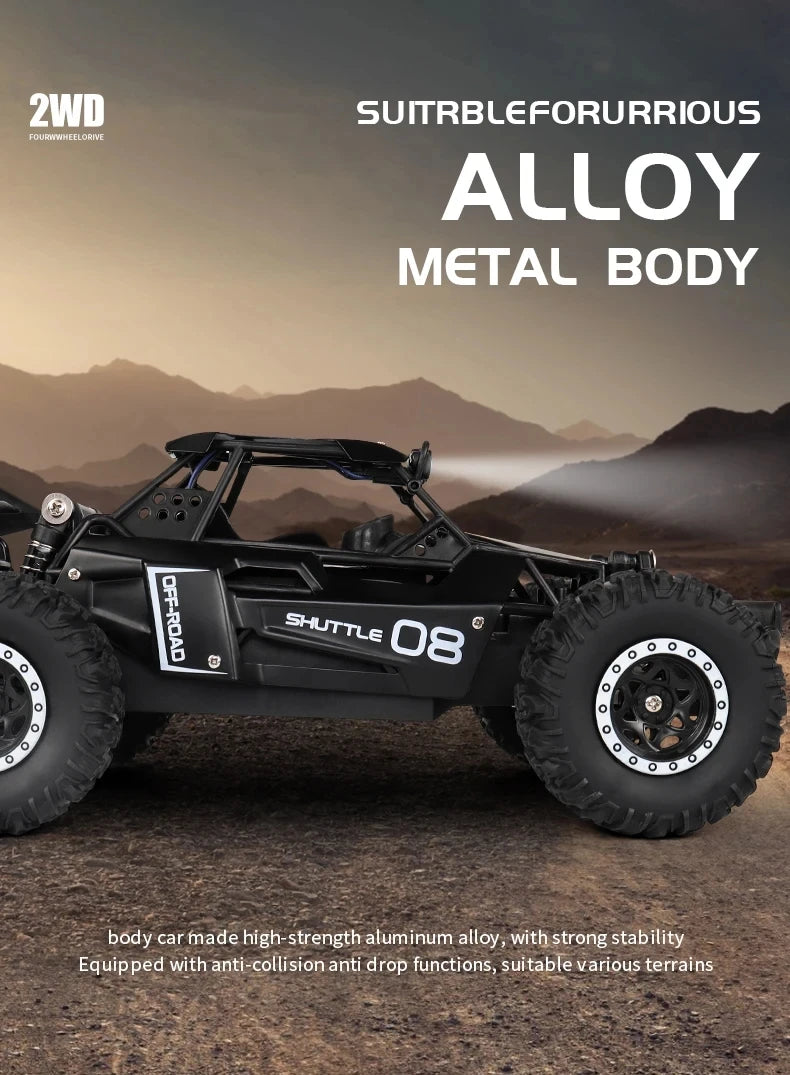 Latitude-25 4WD Remote Control Car 1:16 Scale - High Speed RC Drift Car with LED Lights, 2.4GHz All Terrain Off-Road Rock Crawler, Electric Toy Vehicle Gift for Boys and Kids