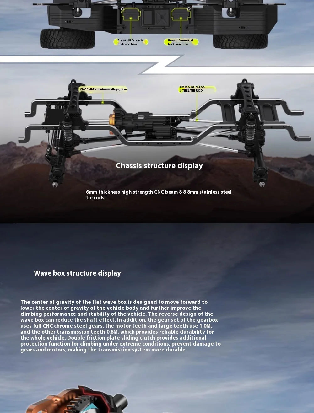 Ralaro Tk07 1/7 Remote Control Electric 4wd Drive Climbing Double-Speed Differential Lock Climbing Off-Road Vehicle Rc Model Car
