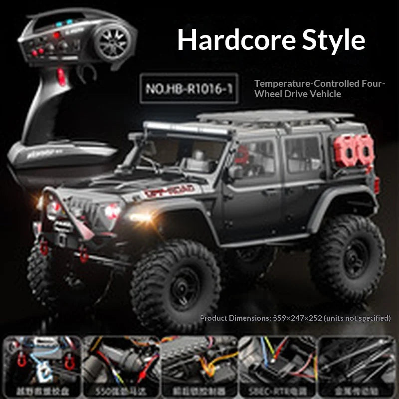 1/10 RC Car HB RTR R1011 Remote Control Vehicle 2.4G Full Proportional Rock Crawler LED Light 4WD Off-Road Climbing Truck Toys