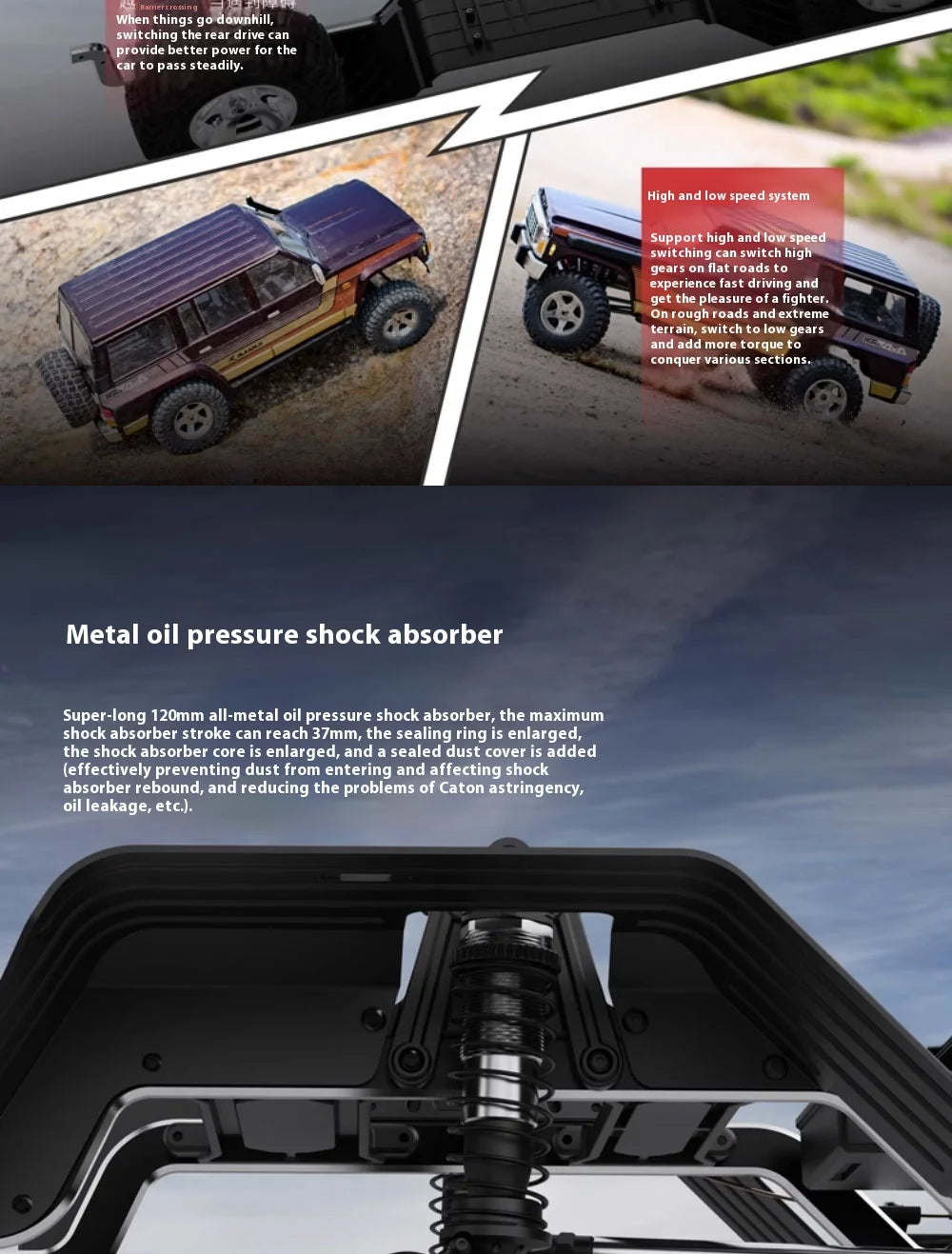 Ralaro Tk07 1/7 Remote Control Electric 4wd Drive Climbing Double-Speed Differential Lock Climbing Off-Road Vehicle Rc Model Car