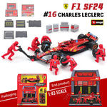 Bburago 1:43 F1 Red Bull Racing RB20 2024 #1 Verstappen #11 Perez DIY Pit House Alloy Car Die Cast Model Toy Collectible SF24