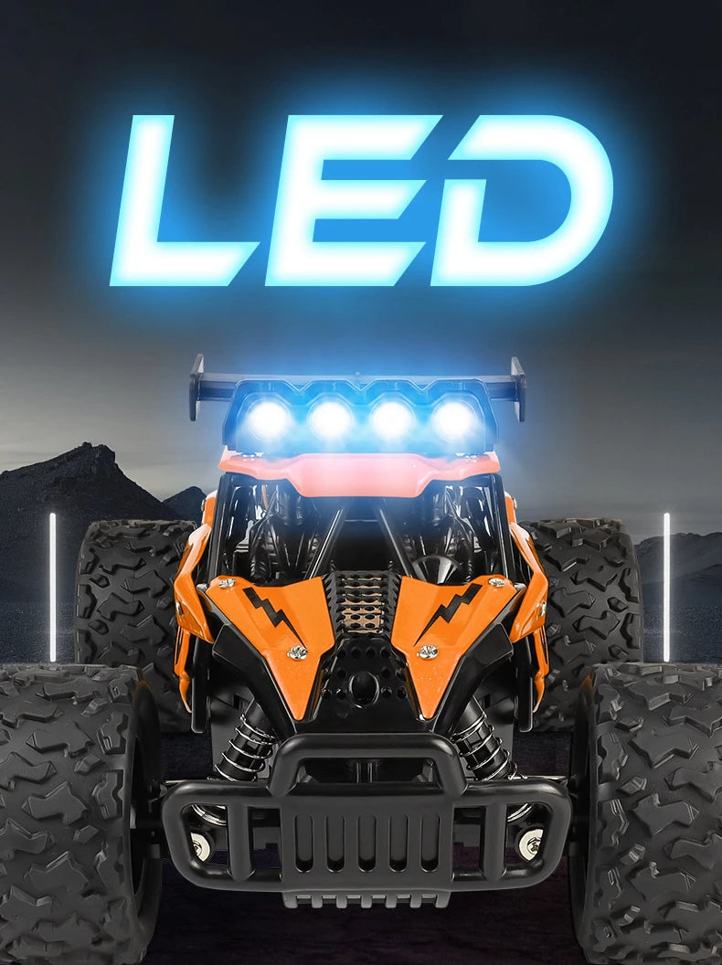 Latitude-25 4WD Remote Control Car 1:16 Scale - High Speed RC Drift Car with LED Lights, 2.4GHz All Terrain Off-Road Rock Crawler, Electric Toy Vehicle Gift for Boys and Kids