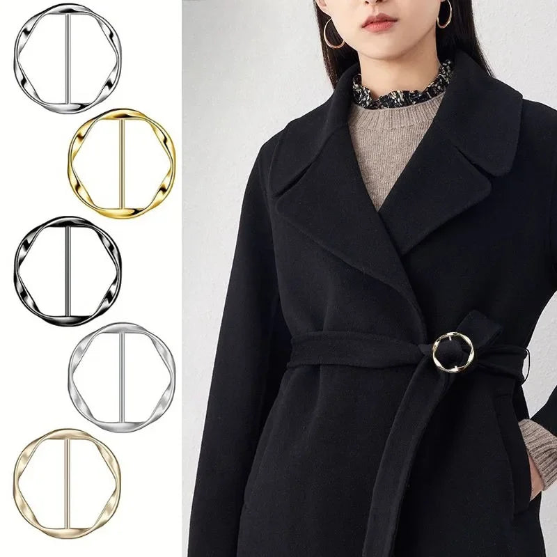 Premium Fashion Clothing Ring Clips 5pcs| Adjustable Metal Buckles for T-Shirts, Shawls, Scarves, Dresses & Waist Styling
