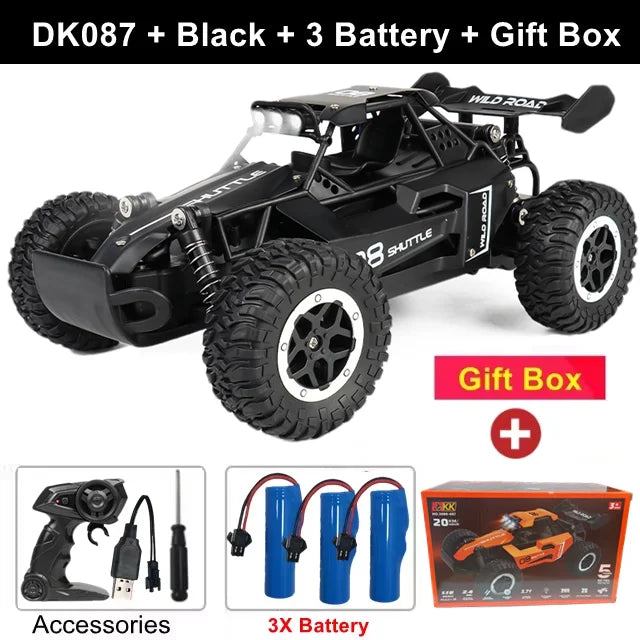 Latitude-25 4WD Remote Control Car 1:16 Scale - High Speed RC Drift Car with LED Lights, 2.4GHz All Terrain Off-Road Rock Crawler, Electric Toy Vehicle Gift for Boys and Kids