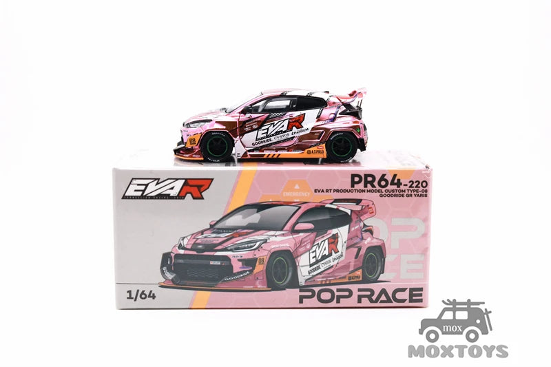 Pop Race 1:64 Pink GOODRIDEGR YARIS EVA RT PRODUCTION MODEL CUSTOM TYPE-08 Diecast Model Car