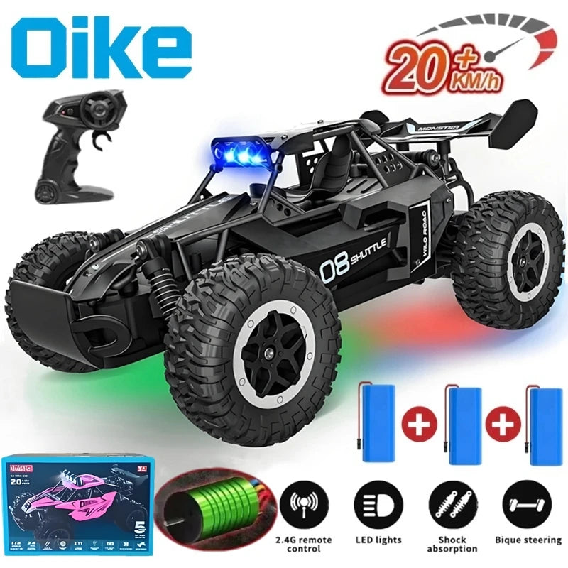 Latitude-25 4WD Remote Control Car 1:16 Scale - High Speed RC Drift Car with LED Lights, 2.4GHz All Terrain Off-Road Rock Crawler, Electric Toy Vehicle Gift for Boys and Kids