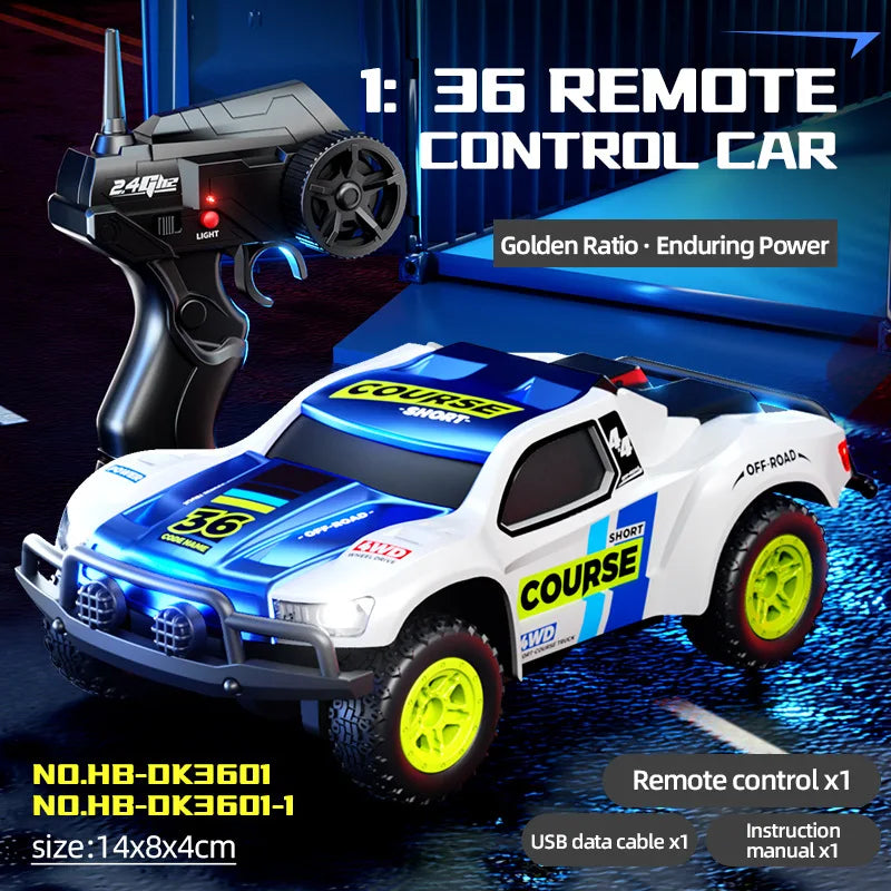 HBToys 1:36 DK3601-3 Rc Car Mini 4WD High Speed Short Truck High Speed Off Road Truck Competitive Racing Toy For Boys Gifts New