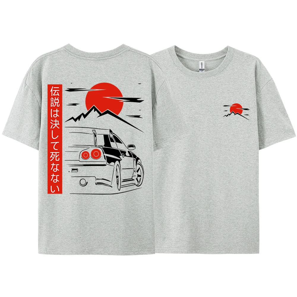 JDM Racing Graphic Tee — Oversized 100% Cotton Unisex T-Shirt