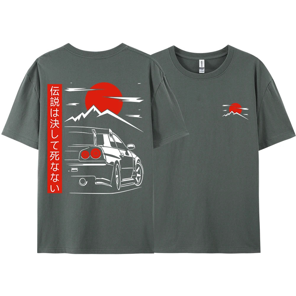 JDM Racing Graphic Tee — Oversized 100% Cotton Unisex T-Shirt