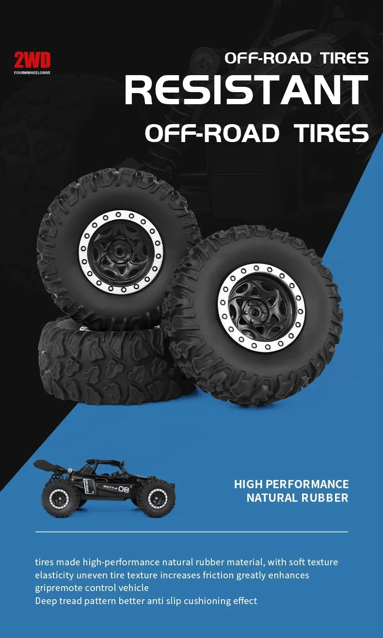 Latitude-25 4WD Remote Control Car 1:16 Scale - High Speed RC Drift Car with LED Lights, 2.4GHz All Terrain Off-Road Rock Crawler, Electric Toy Vehicle Gift for Boys and Kids