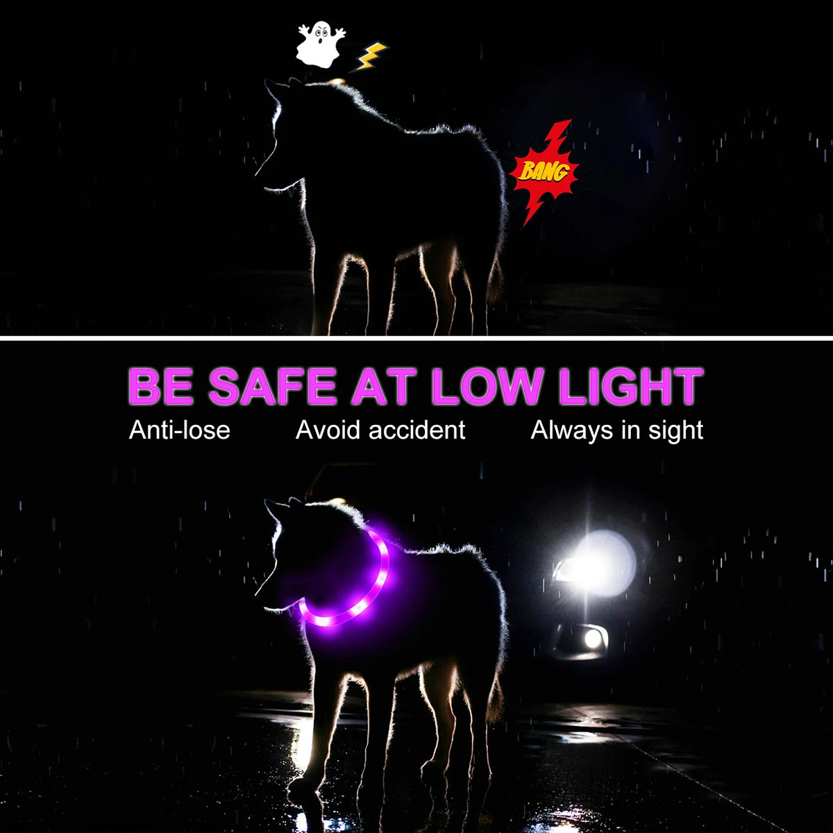 USB Rechargeable LED Safety Collar for Pets