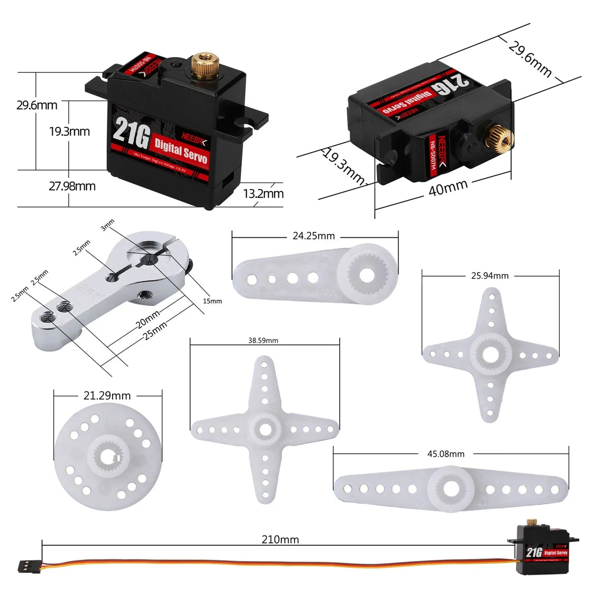 NEEBRC 2322 2600KV Brushless Motor AM32 45A ESC 21g Servo 7CH Transmitter 6 Pin Receiver for 1/12 RC Car Crawler MN99S MN78 MN82