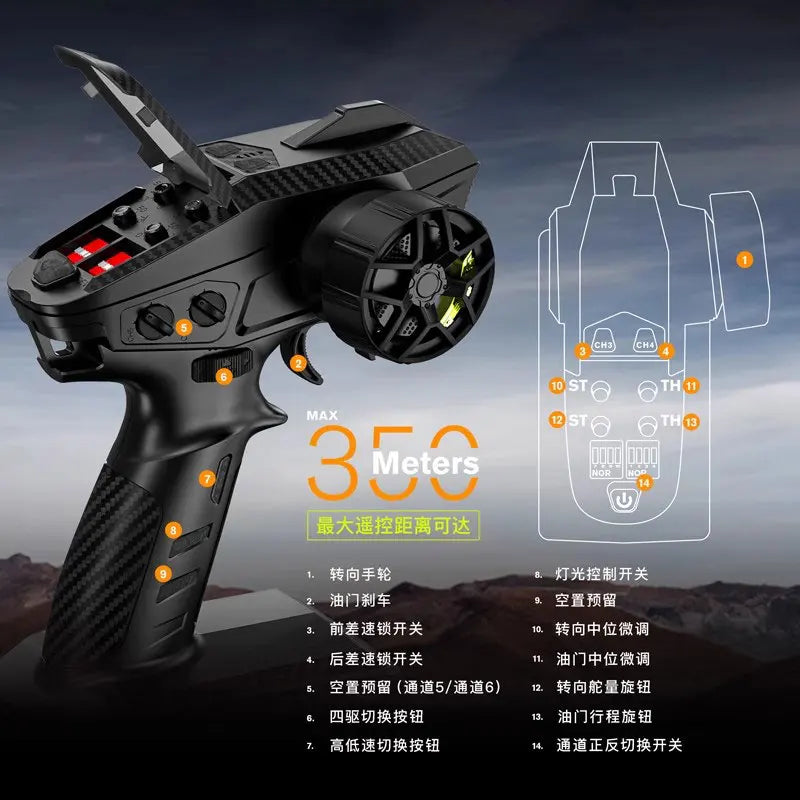 Ralaro Tk07 1/7 Remote Control Electric 4wd Drive Climbing Double-Speed Differential Lock Climbing Off-Road Vehicle Rc Model Car