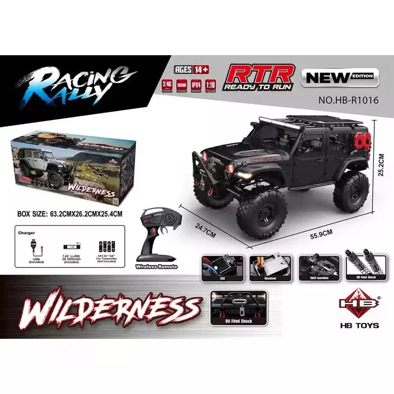 1/10 RC Car HB RTR R1011 Remote Control Vehicle 2.4G Full Proportional Rock Crawler LED Light 4WD Off-Road Climbing Truck Toys