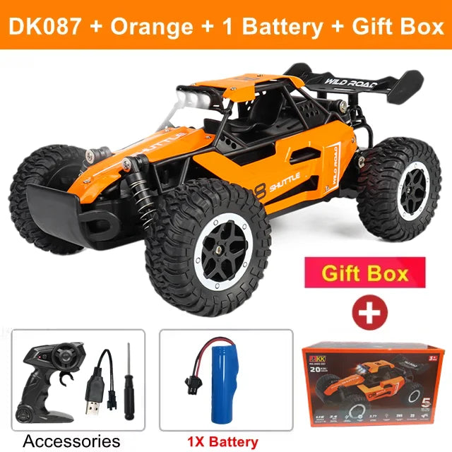 Latitude-25 4WD Remote Control Car 1:16 Scale - High Speed RC Drift Car with LED Lights, 2.4GHz All Terrain Off-Road Rock Crawler, Electric Toy Vehicle Gift for Boys and Kids