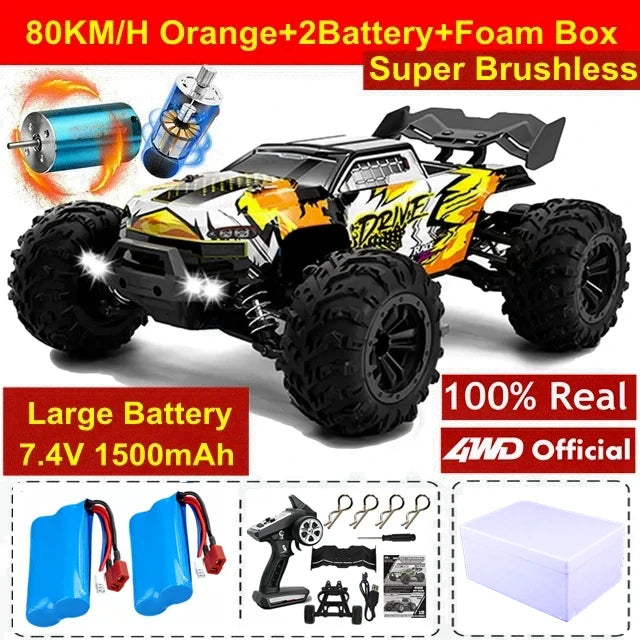 Super Brushless 80KM or 50KM/H 4WD RC Car With LED Remote Control Cars High Speed Drift Racing 4x4 Off Road Truck Kid Adult Toy