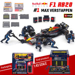 Bburago 1:43 F1 Red Bull Racing RB20 2024 #1 Verstappen #11 Perez DIY Pit House Alloy Car Die Cast Model Toy Collectible SF24