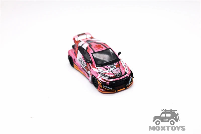 Pop Race 1:64 Pink GOODRIDEGR YARIS EVA RT PRODUCTION MODEL CUSTOM TYPE-08 Diecast Model Car