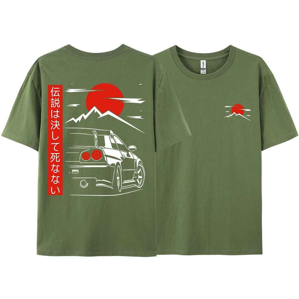JDM Racing Graphic Tee — Oversized 100% Cotton Unisex T-Shirt