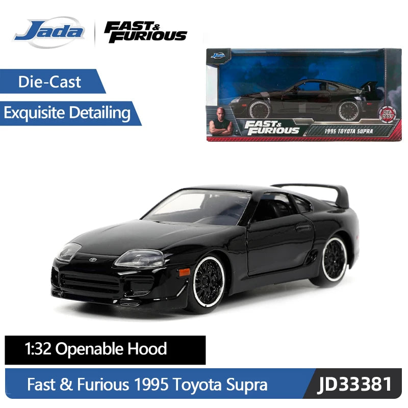 JADA 1:32 DieCast Model Car Fast & Furious 1995 Toyota Supra Detailed Interior Rubber Tires JD33381